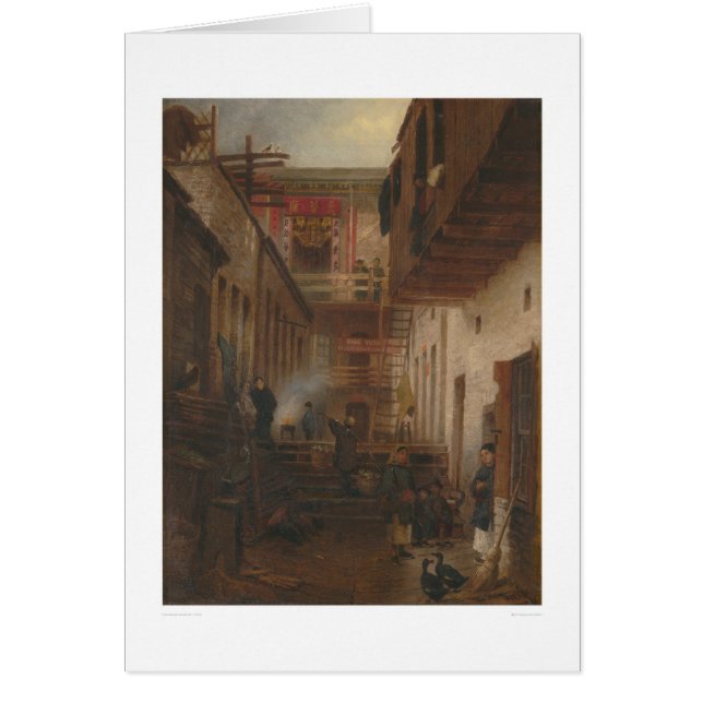 Chinatown gränd, sjungaYuen tvagning & strykning Hälsningskort (Framsidan)