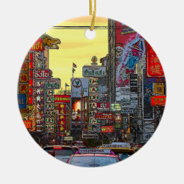 Chinatown i Bangkok Thailand - Altered Photo Julgransprydnad Keramik