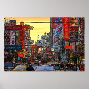 Chinatown i Bangkok Thailand - Altered Photo Poster