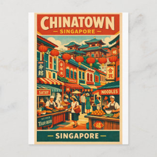 Chinatown in Singapore retro travel Vykort