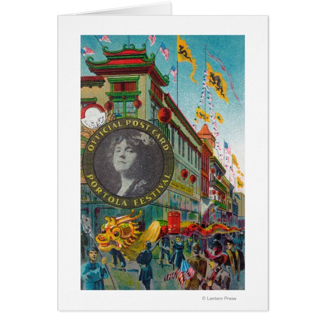 Chinatown Parad för Portola Festival Hälsningskort (Framsidan)