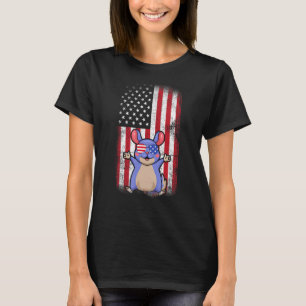 Chinchilla American Flagga Boys Girls Manar Women  T Shirt