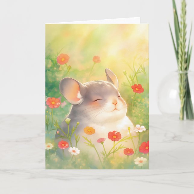 Chinchilla Blommiga Oasen Kort (Framsida)