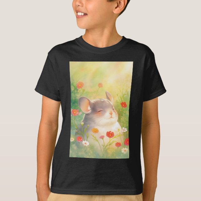 Chinchilla blomsterparadis t shirt (Framsida)