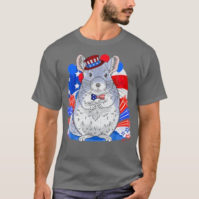 Chinchilla Funny Merica 4:e juli Amerikanska T Shirt (Framsida)