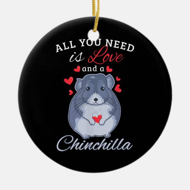 Chinchilla Gift Funny Cute Pet Animal Lover Owner Julgransprydnad Keramik (Framsidan)