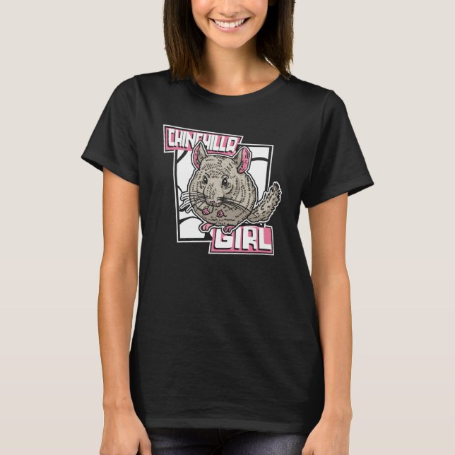 Chinchilla Girl Long Hair Short Tail Chinchilla T Shirt (Framsida)