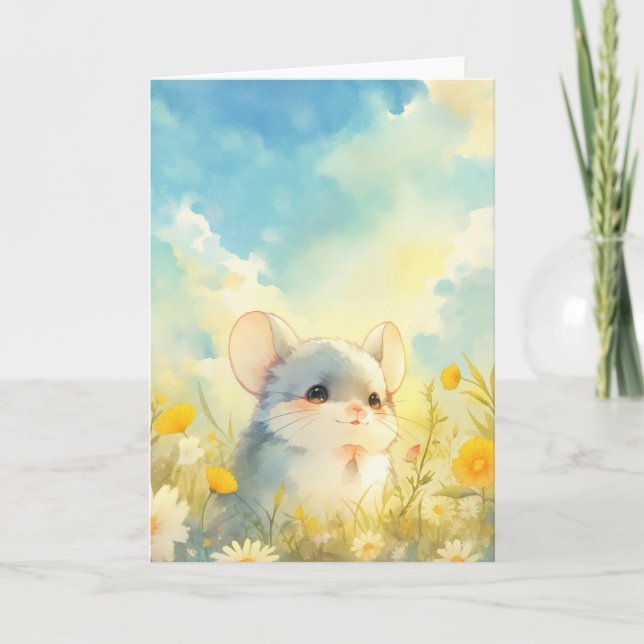Chinchilla Glatt Glimpse av Wildblommor Kort (Framsida)