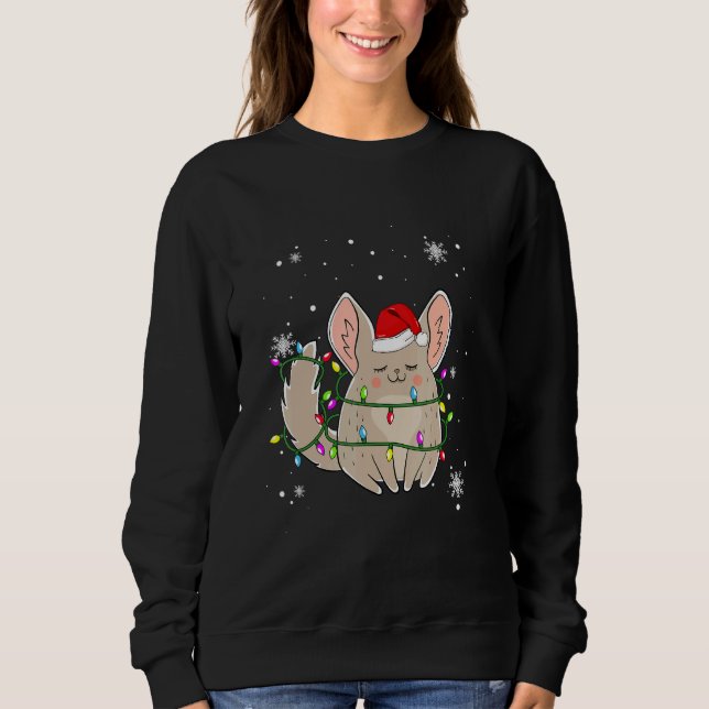 Chinchilla jul Ljus Led Santa Hat Christm T Shirt (Framsida)