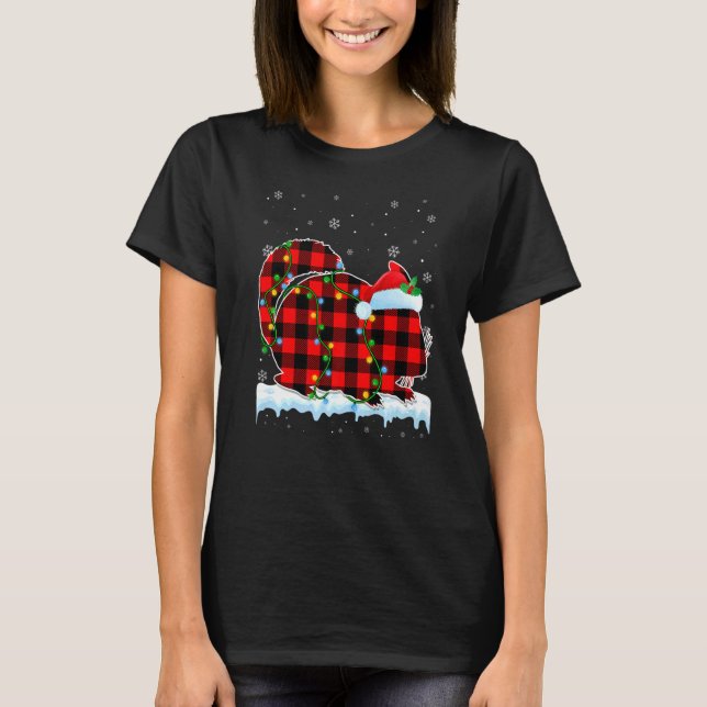 Chinchilla jul Santa Hat Cute Animals Julafton L T Shirt (Framsida)
