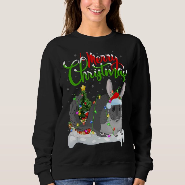 Chinchilla Julafton Dekorationer Santa Chinchilla  T Shirt (Framsida)