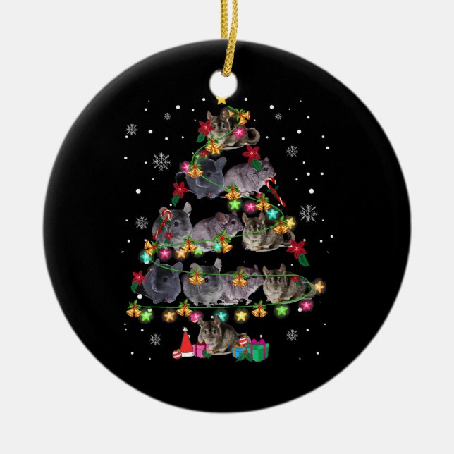 Chinchilla Julgran Funny Rodents Älskare Julafton Julgransprydnad Keramik (Framsidan)