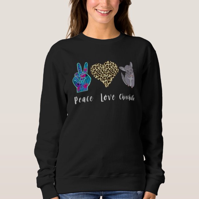 Chinchilla Leopard Heart Kärlek Peace Chinchilla P T Shirt (Framsida)