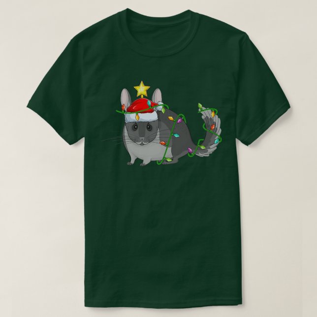 Chinchilla Lighting Julafton Träd Matching Chinchi T Shirt (Design framsida)
