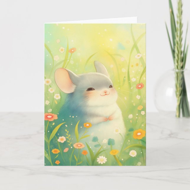 Chinchilla Lycklig Trädgård Kort (Framsida)