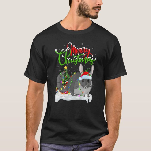 Chinchilla  Xmas Decorations Santa Chinchilla Chri T Shirt (Framsida)