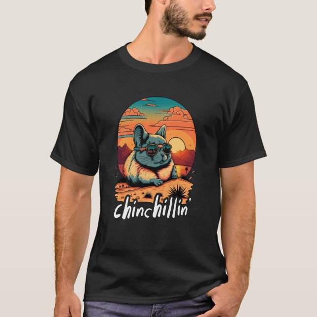 Chinchillin' Retro Groovy Chinchilla  1 T Shirt (Framsida)