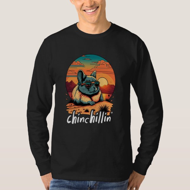 Chinchillin' Retro Groovy Chinchilla  1 T Shirt (Framsida)