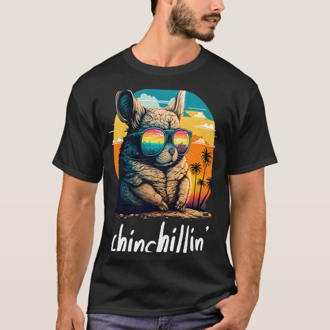Chinchillin'Retro Groovy Chinchilla 1 T Shirt (Framsida)