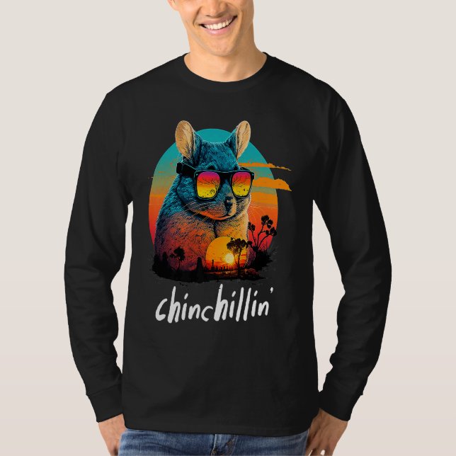 Chinchillin'Retro Groovy Chinchilla T Shirt (Framsida)