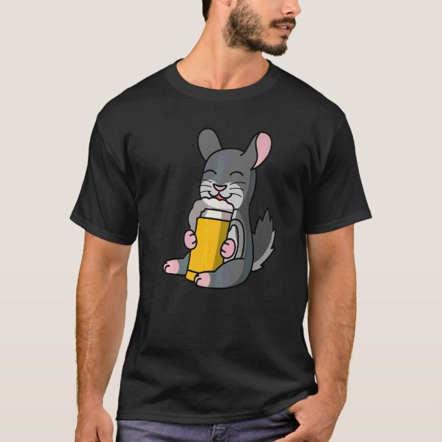 Chinchillor som dricker öl Husdjur T Shirt (Framsida)