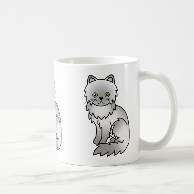 Chincilla Färg Perserkatte Cartoon Illustration Kaffemugg (Höger)