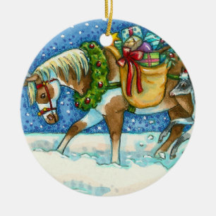 CHINCOTEAGUE CHRISTMAS PONIES, SLEIGH KLOCKOR & LE JULGRANSPRYDNAD KERAMIK