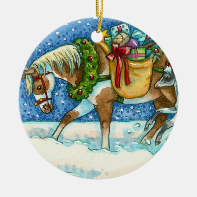 CHINCOTEAGUE CHRISTMAS PONIES, SLEIGH KLOCKOR & LE JULGRANSPRYDNAD KERAMIK (Framsidan)