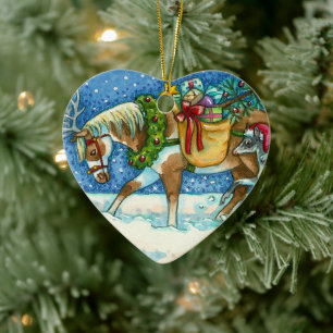 CHINCOTEAGUE CHRISTMAS PONIES, SLEIGH KLOCKOR & LE JULGRANSPRYDNAD KERAMIK