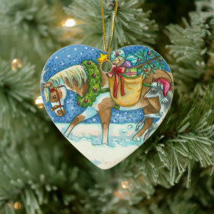 CHINCOTEAGUE ISLAND PONIES, CHRISTMAS HORSE COLT JULGRANSPRYDNAD KERAMIK