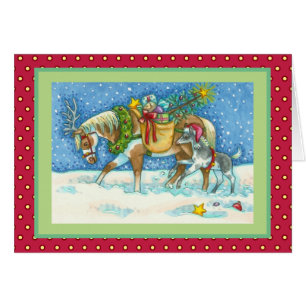 CHINCOTEAGUE PONIES CHRISTMAS GREETING CARD Verse Hälsningskort
