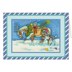 CHINCOTEAGUE PONIES CHRISTMAS GREETING CARD Verse Hälsningskort