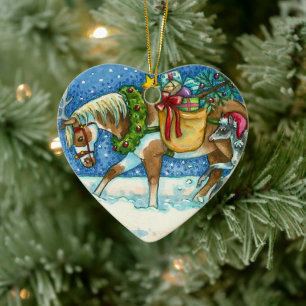 CHINCOTEAGUE PONIES, GOD JUL COLT & GIFTS JULGRANSPRYDNAD KERAMIK