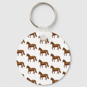 Chincoteague Pony Brun Akvarellmålning Häst Nyckelring