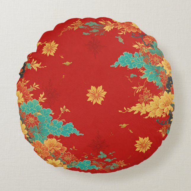 chinese background round pillow rund kudde (Framsidan)