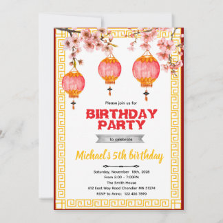 Chinese Birthday party Invitation  Inbjudningar