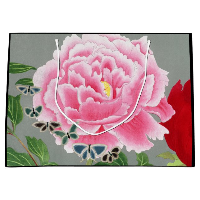 CHINESE BLOMMIGT RED OCH ROSA GIFT BAG (Framsidan)