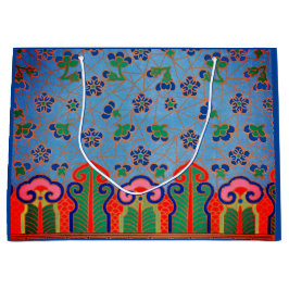 CHINESE BLOMMÖNSTER GIFT BAG BLOMMIGT BLUE ROSA