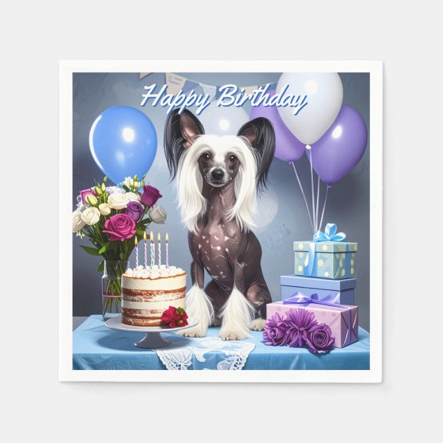 Chinese Crested Birthday Pappersservett (Framsidan)