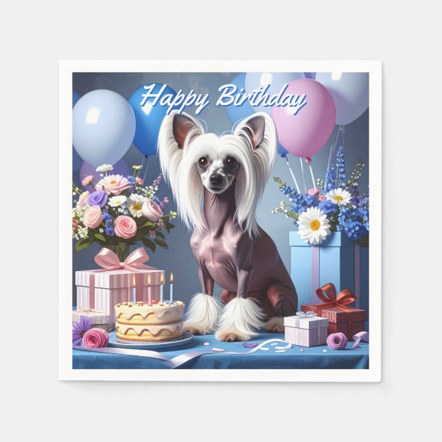 Chinese Crested Birthday Pappersservett (Framsidan)