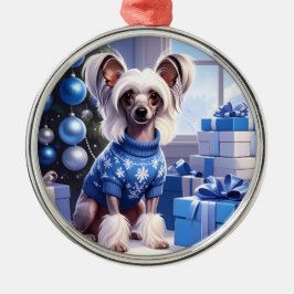 Chinese Crested Christmas Julgransprydnad Metall