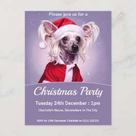 Chinese Crested Christmas Party Inbjudan Vykort