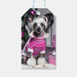 Chinese Crested Christmas Presentetikett
