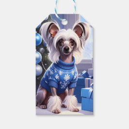 Chinese Crested Christmas Presentetikett