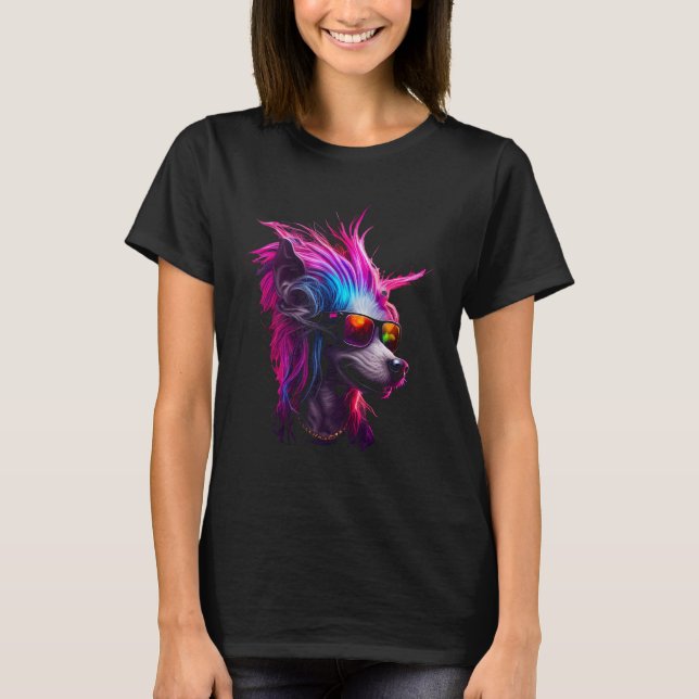 Chinese Crested Dog owner Vaporwave Notorious DJ T Shirt (Framsida)