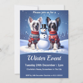 Chinese Crested Dogs & Snowman Inbjudningar
