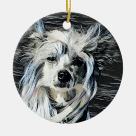 Chinese Crested Julgransprydnad Keramik