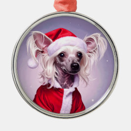 Chinese Crested Santa Christmas Julgransprydnad Metall