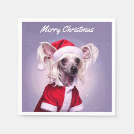 Chinese Crested Santa Christmas Pappersservett