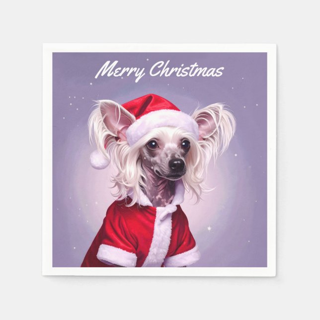 Chinese Crested Santa Christmas Pappersservett (Framsidan)